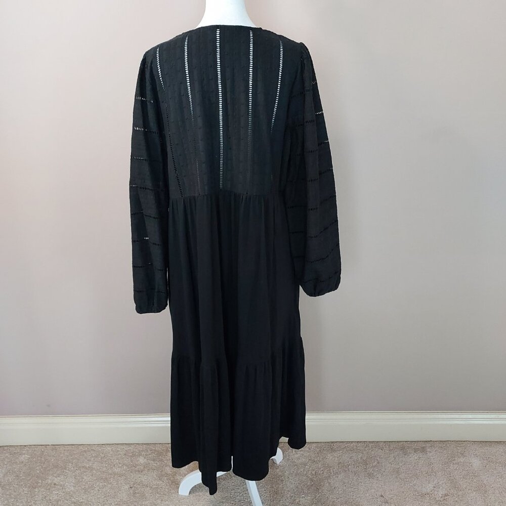 Boden Woven Mix Midi Black Jersey Dress Size 12 - Picture 5 of 12